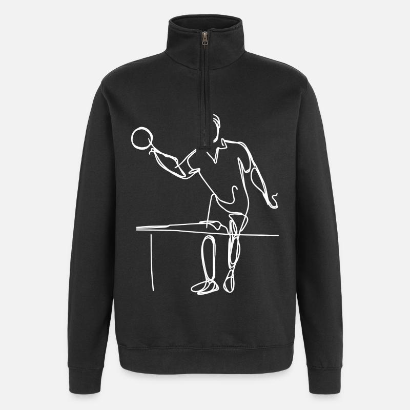 Ping Pong Player Sketch - Quarter-Zip Sweatshirt - black