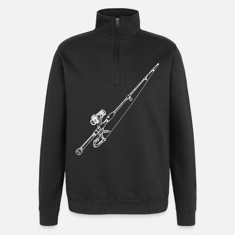 Dessin de canne à pêche - Sweat à zip 1/4 - noir