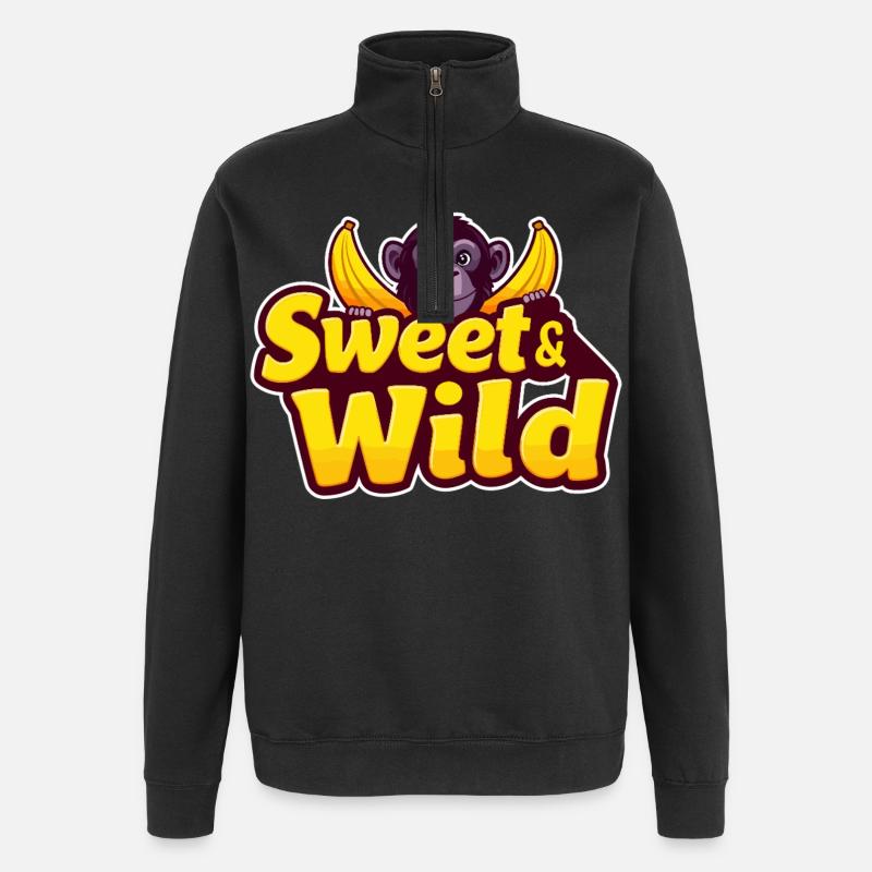 Süß und Wild - Quarter-Zip-Sweatshirt - Schwarz