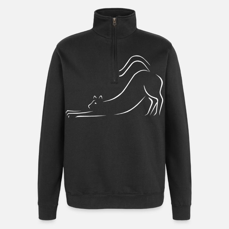 Cat line art drawing - Quarter-Zip Sweatshirt - black