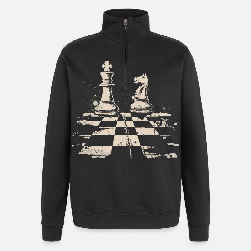 Échecs - Sweat à zip 1/4 - noir