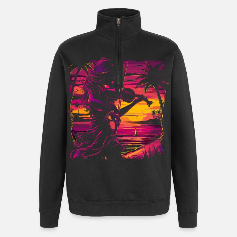 Geigerin Synthwave - Quarter-Zip-Sweatshirt - Schwarz