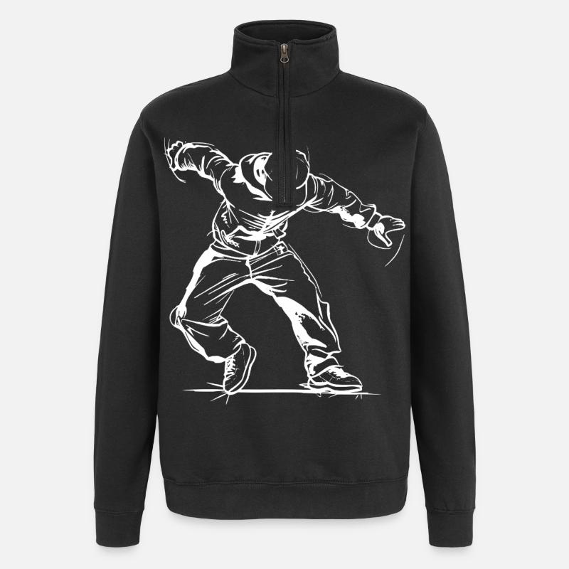 Croquis de breakdancer - Sweat à zip 1/4 - noir