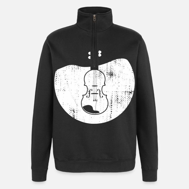 Dessin de violon - Sweat à zip 1/4 - noir