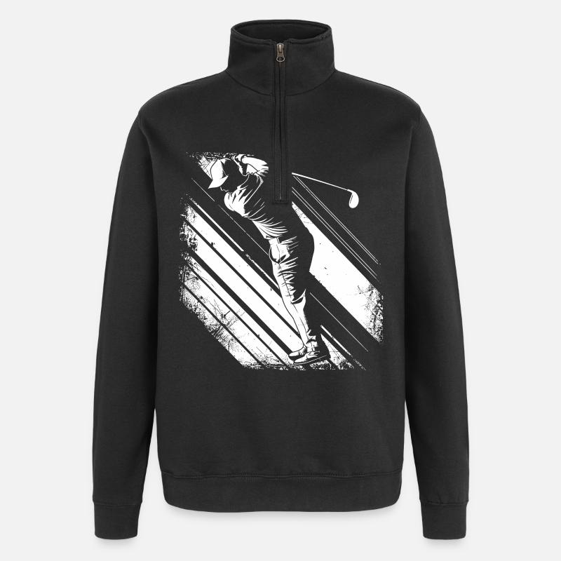 Golfer Grafik - Quarter-Zip-Sweatshirt - Schwarz