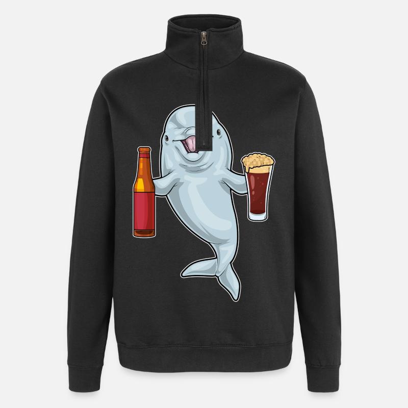 Bouteille de bière Dolphin - Sweat à zip 1/4 - noir