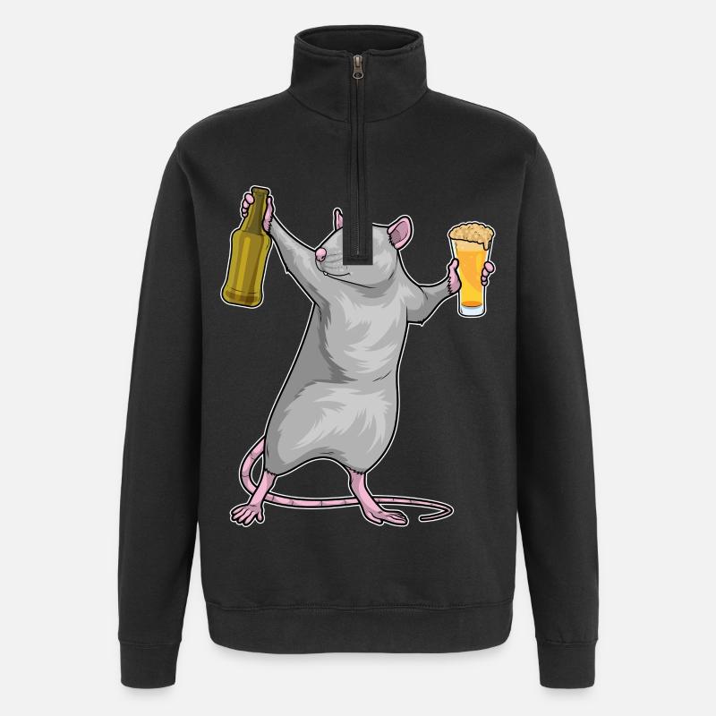 Rat Bouteille de bière - Sweat à zip 1/4 - noir
