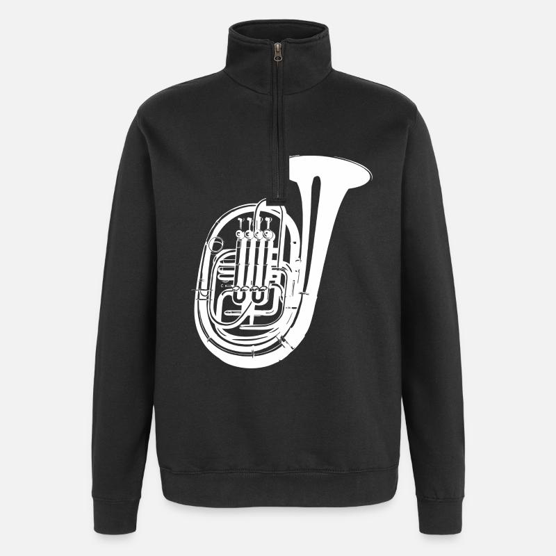 Dessin de tuba - Sweat à zip 1/4 - noir