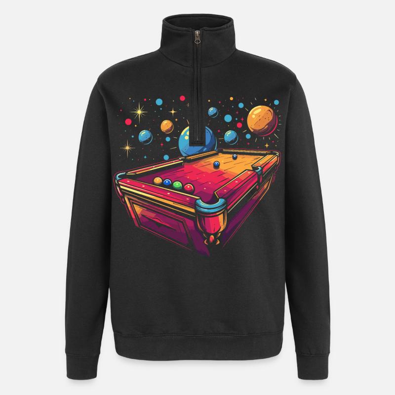 Billard Cartoon Stil - Quarter-Zip-Sweatshirt - Schwarz