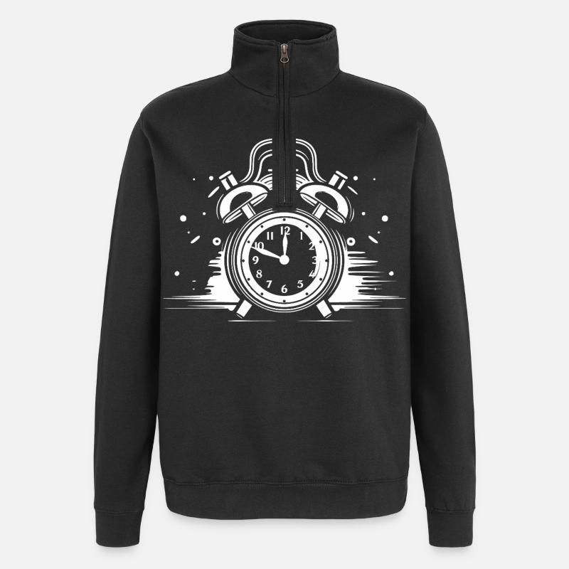 Wecker Zeichnung - Quarter-Zip-Sweatshirt - Schwarz