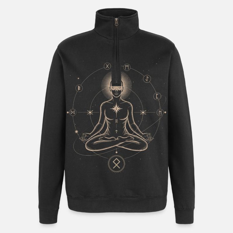 Runic Astral Alignment | Meditative Art Print - Quarter-Zip Sweatshirt - black