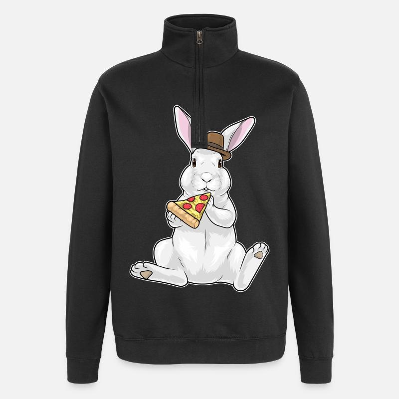 Bunny Pizza - Quarter-Zip Sweatshirt - black