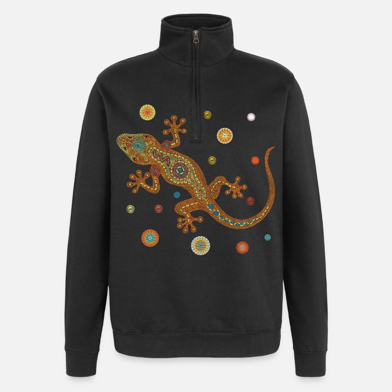 Mosaik-Eidechse – Farbenfrohes Tierdesign - Quarter-Zip-Sweatshirt - Schwarz
