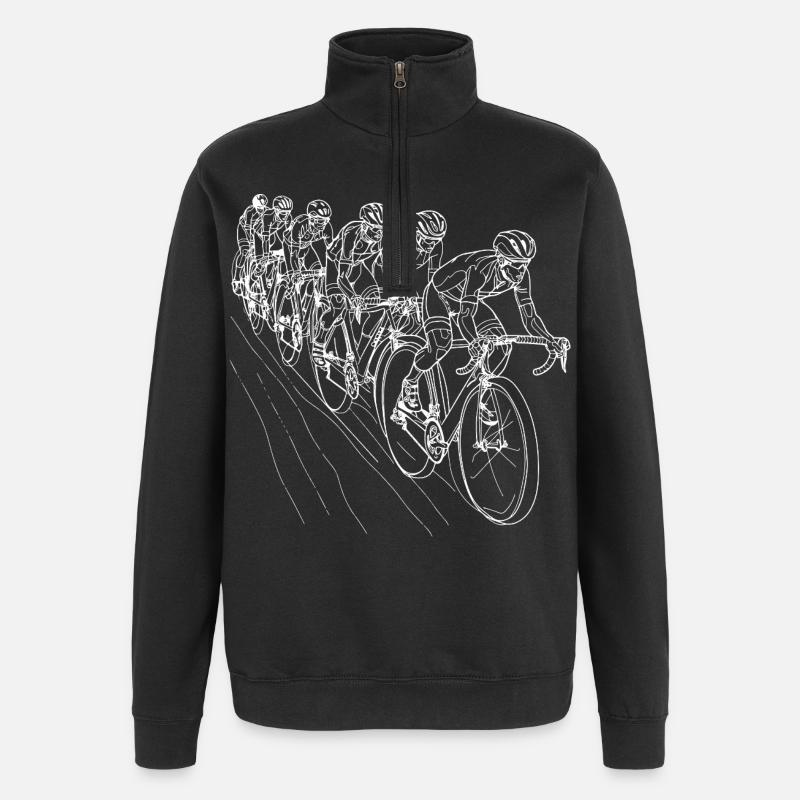 Radfahrer Line Art - Quarter-Zip-Sweatshirt - Schwarz