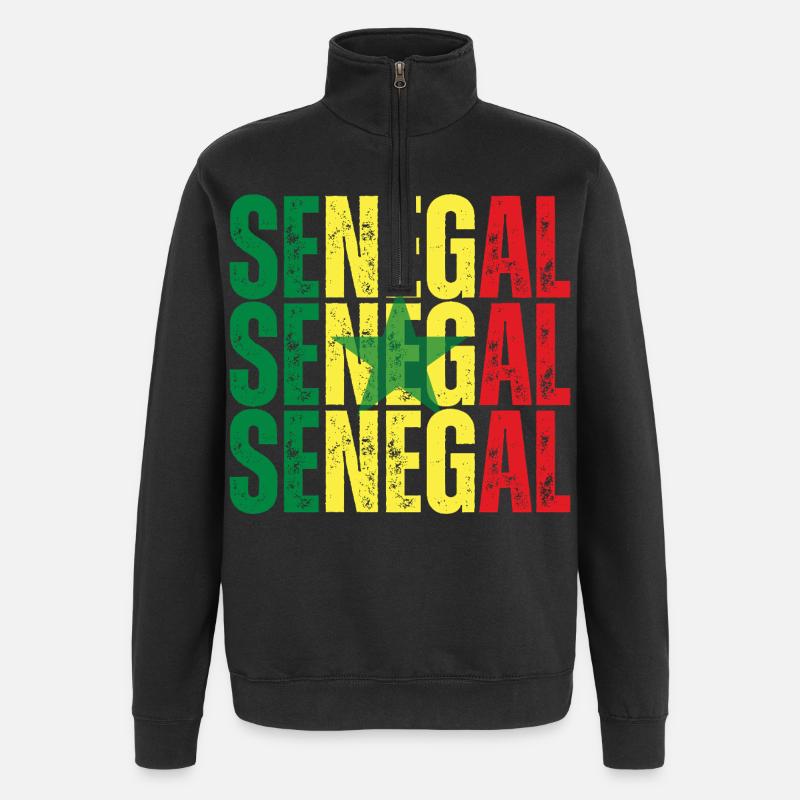 Drapeau sénégalais, fierté sénégalaise - Sweat à zip 1/4 - noir