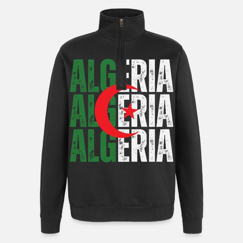 Drapeau algérien, fierté algérienne - Sweat à zip 1/4 - noir