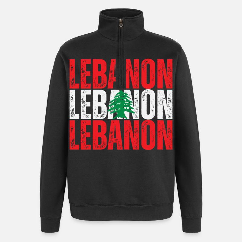 Flagge des Libanon, libanesischer Stolz - Quarter-Zip-Sweatshirt - Schwarz