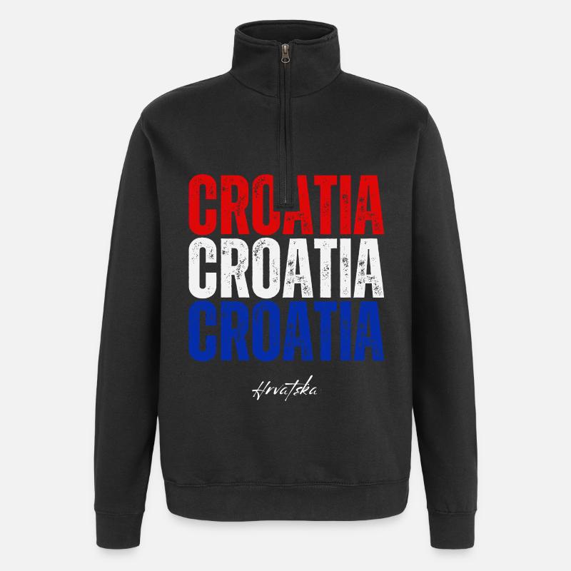 Drapeau croate, fierté croate - Sweat à zip 1/4 - noir