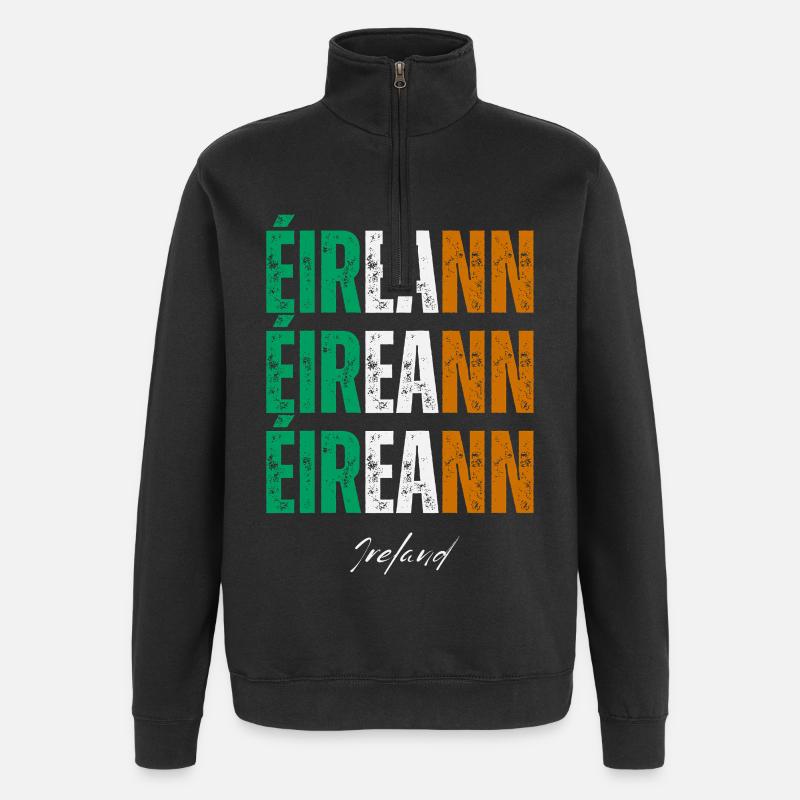 Drapeau de l’Irlande, Irish Pride - Sweat à zip 1/4 - noir