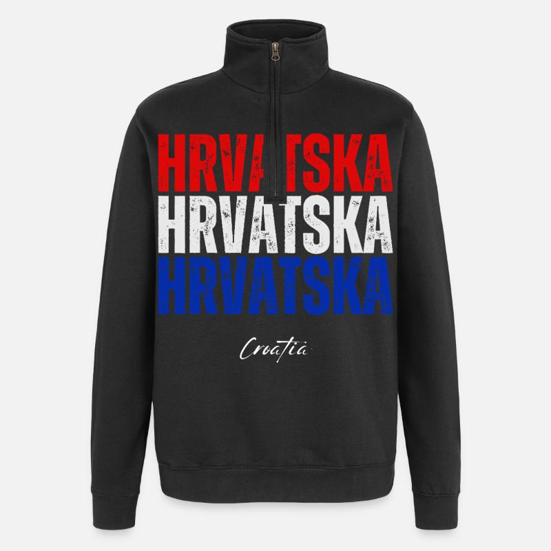 Drapeau croate, fierté croate - Sweat à zip 1/4 - noir