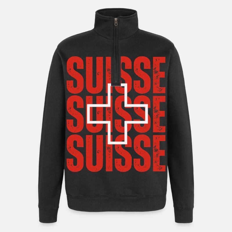 Flagge der Schweiz, Schweizer Stolz - Quarter-Zip-Sweatshirt - Schwarz