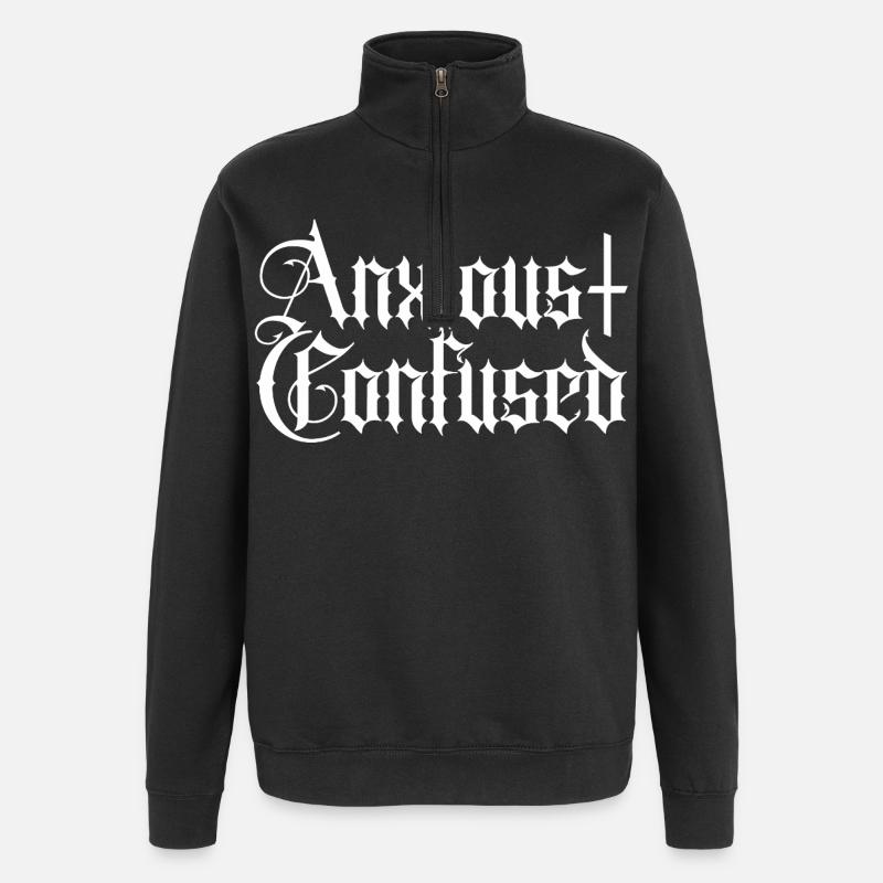 Anxious & Confused - Quarter-Zip Sweatshirt - black
