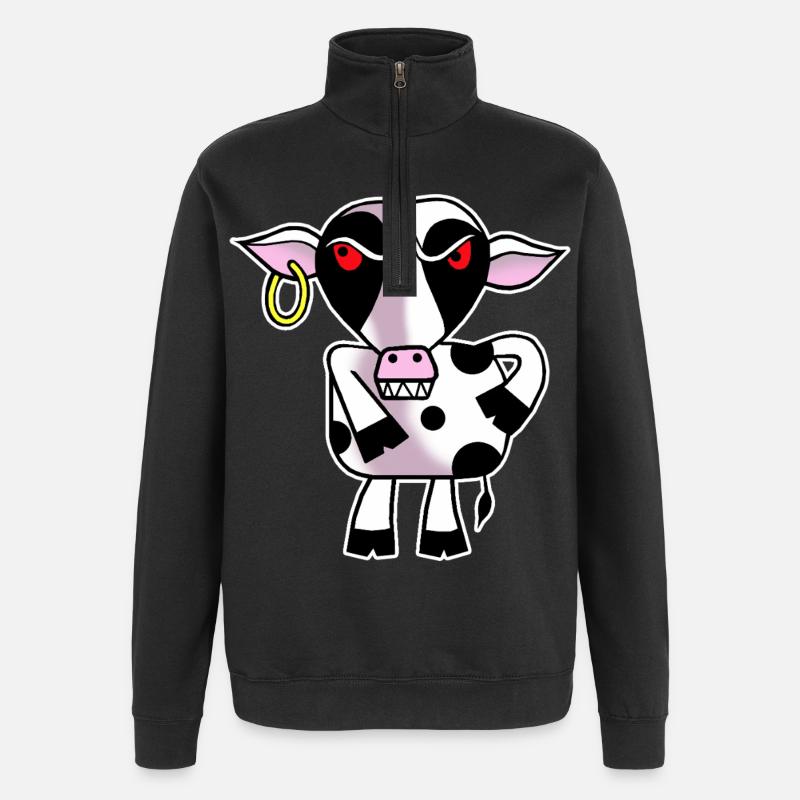 Vache en colère - Sweat à zip 1/4 - noir