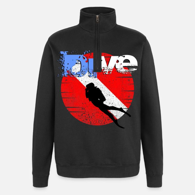 Drapeau de plongée américain - Sweat à zip 1/4 - noir