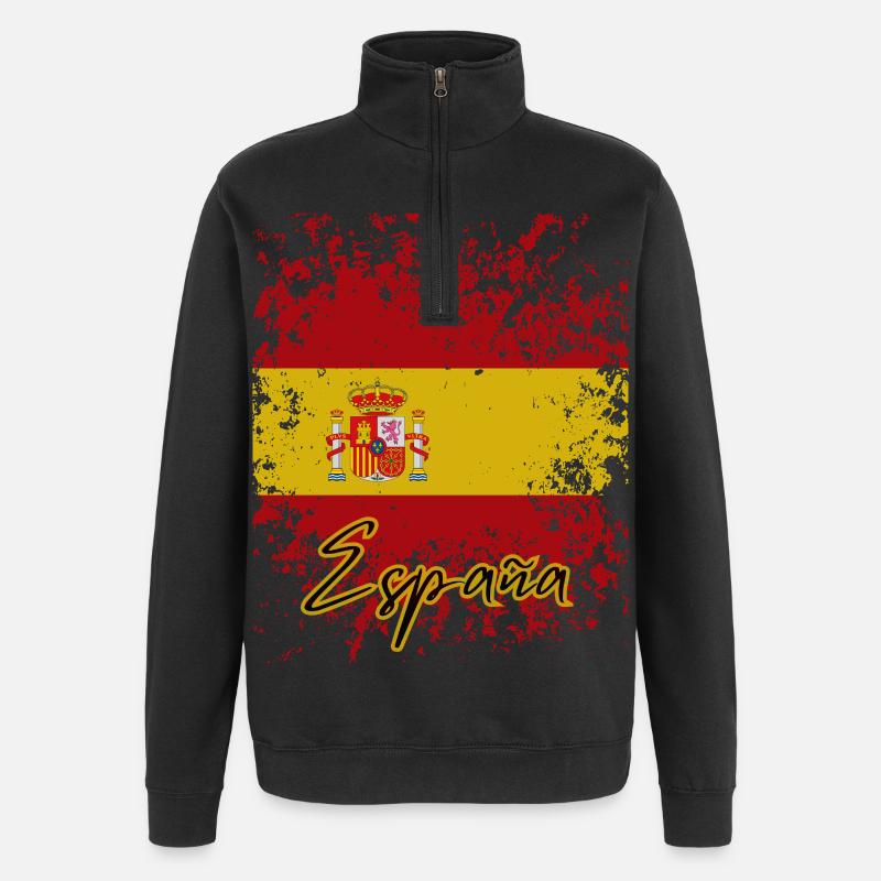Fierté espagnole, drapeau de l’Espagne - Sweat à zip 1/4 - noir