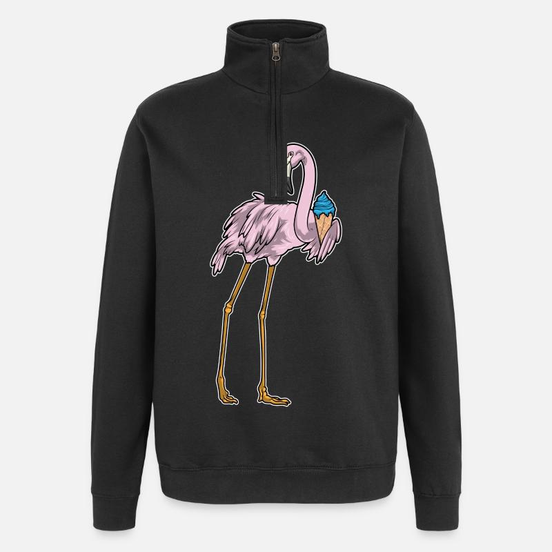 Flamingo Waffeleis - Quarter-Zip-Sweatshirt - Schwarz