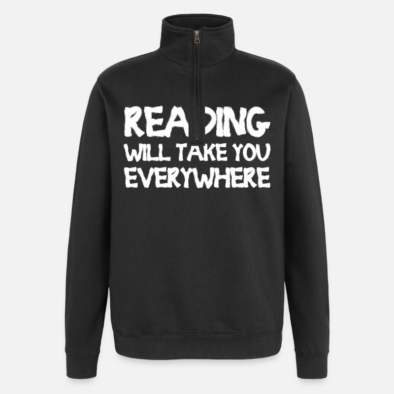 Reading Will Take You Everywhere - Quarter-Zip-Sweatshirt - Schwarz