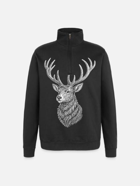 Deer - Quarter-Zip Sweatshirt - black