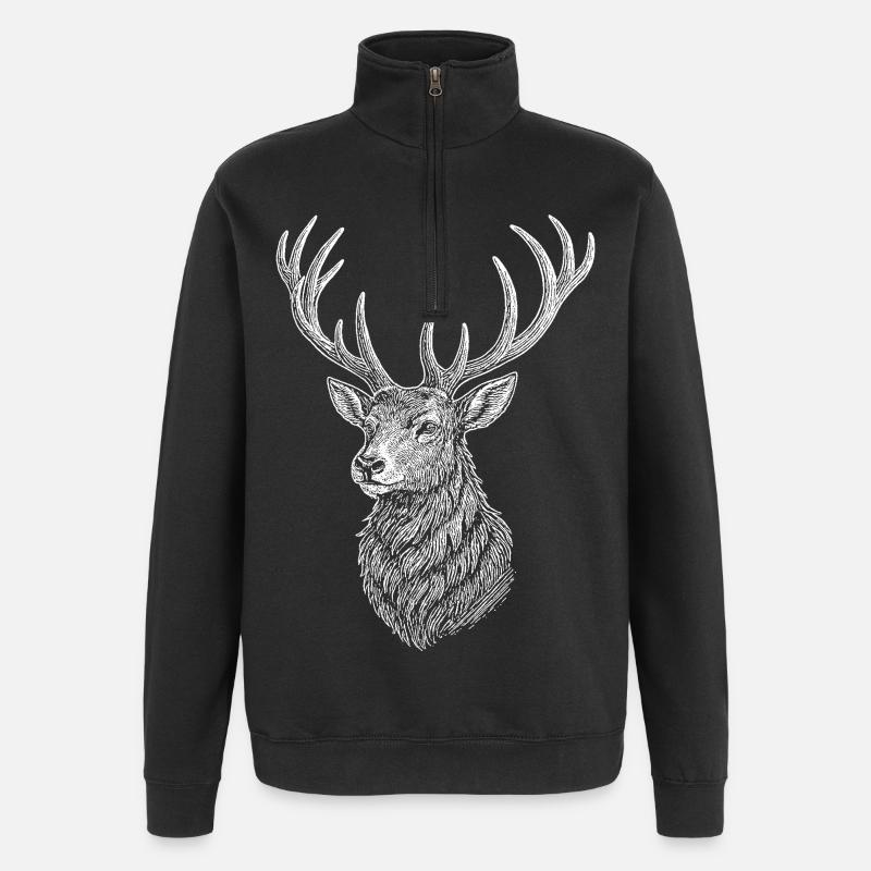 Deer - Quarter-Zip Sweatshirt - black