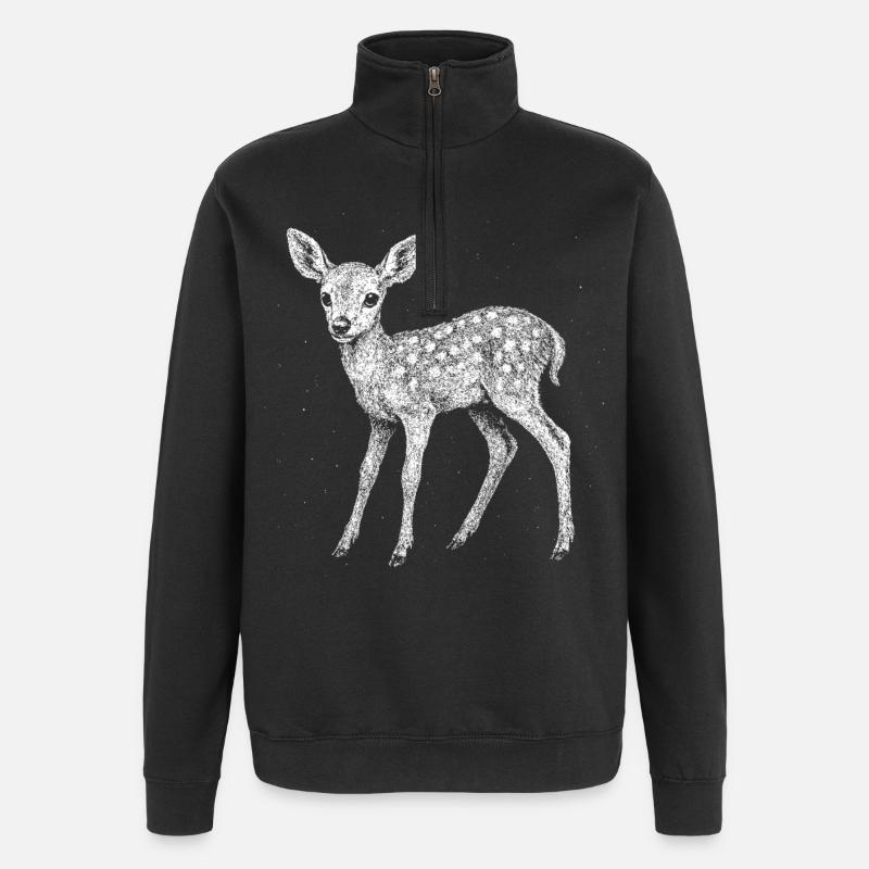 Rehkitz - Quarter-Zip-Sweatshirt - Schwarz