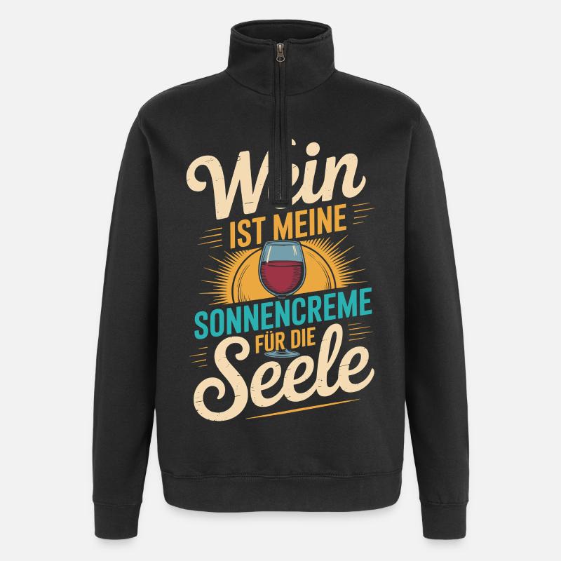 Wein als Sonnencreme der Seele - Quarter-Zip-Sweatshirt - Schwarz
