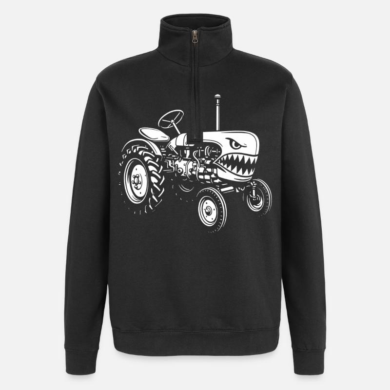 Haifisch-Traktor Attacke - Quarter-Zip-Sweatshirt - Schwarz