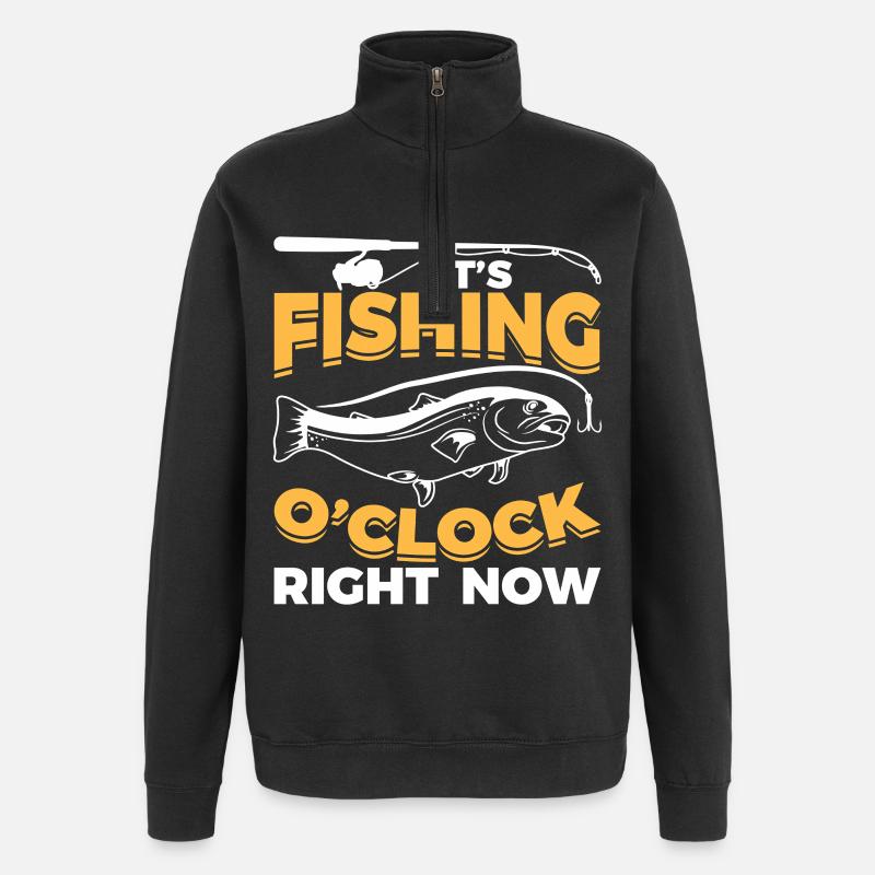 Drôle de dicton de pêcheur - Sweat à zip 1/4 - noir