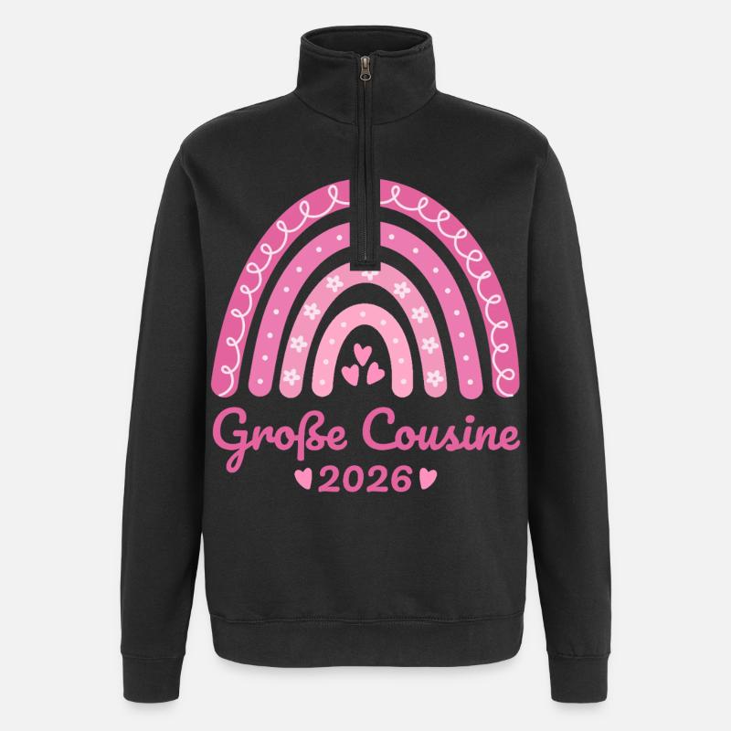 Große Cousine 2026 Regenbogen - Quarter-Zip-Sweatshirt - Schwarz