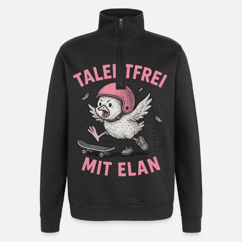 Talentfrei mit Elan - Quarter-Zip-Sweatshirt - Schwarz