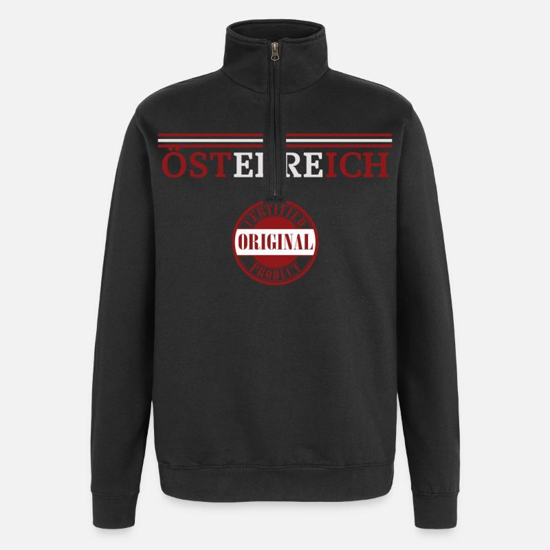 Fierté autrichienne, drapeau de l’Autriche - Sweat à zip 1/4 - noir