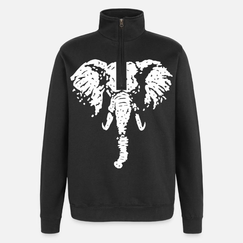 La force de l'éléphant - Sweat à zip 1/4 - noir