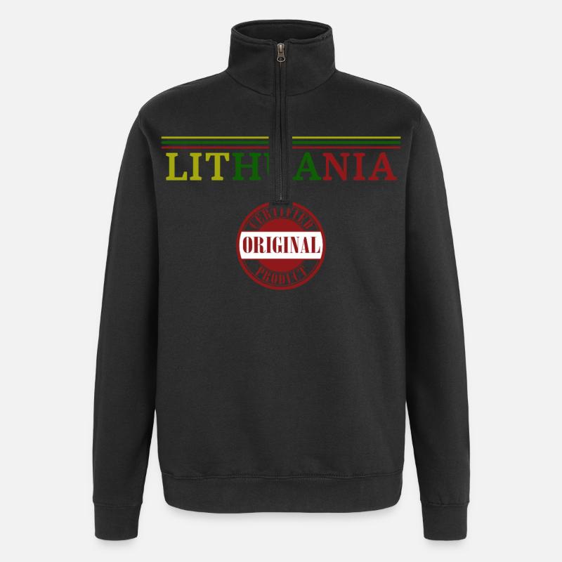Fierté lituanienne, j’adore la Lituanie - Sweat à zip 1/4 - noir