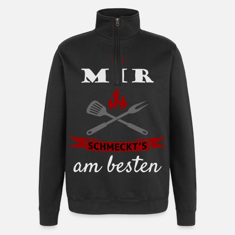 Bei mir schmeckt's am besten - Quarter-Zip-Sweatshirt - Schwarz