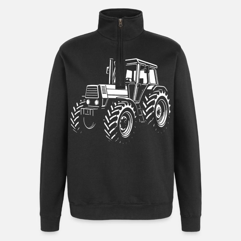 Ackerkraft im Retro-Stil - Quarter-Zip-Sweatshirt - Schwarz