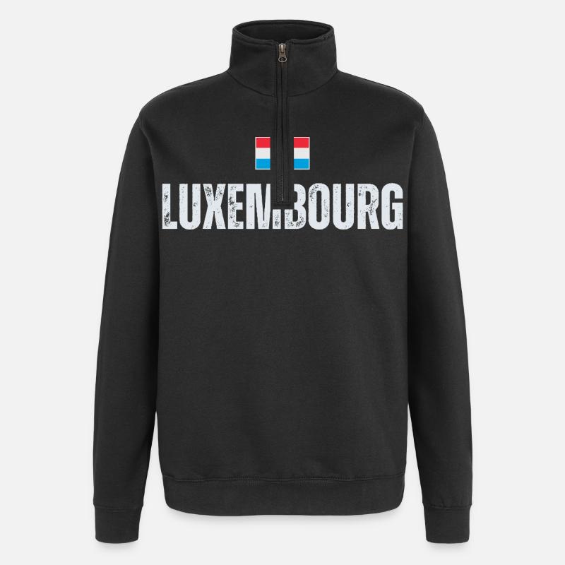 Drapeau du Luxembourg, fierté luxembourgeoise - Sweat à zip 1/4 - noir