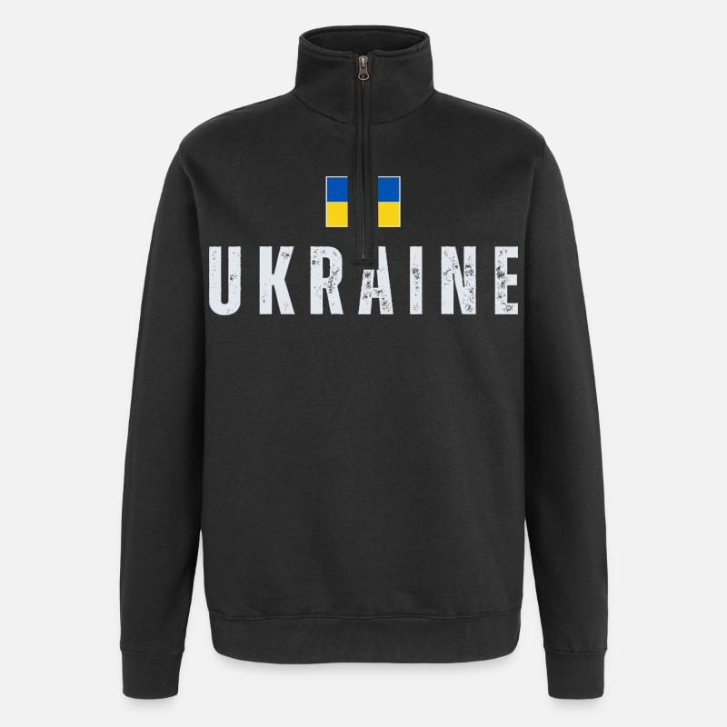 Drapeau ukrainien, fierté ukrainienne - Sweat à zip 1/4 - noir