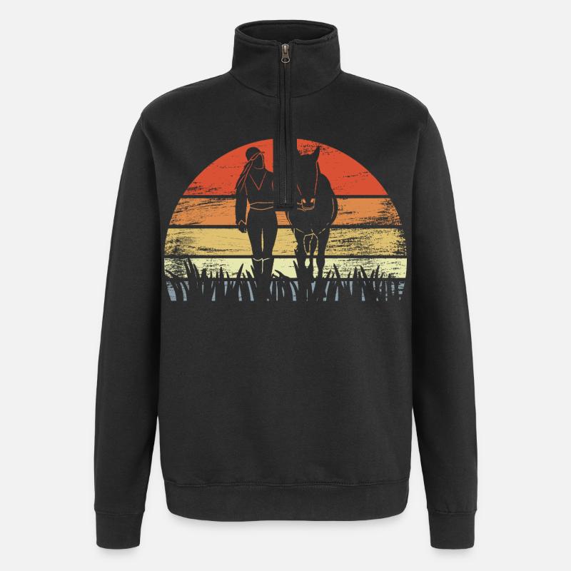 Cavalier d’époque - Sweat à zip 1/4 - noir