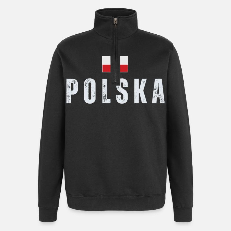 Polnische Flagge, Polnischer Stolz - Quarter-Zip-Sweatshirt - Schwarz