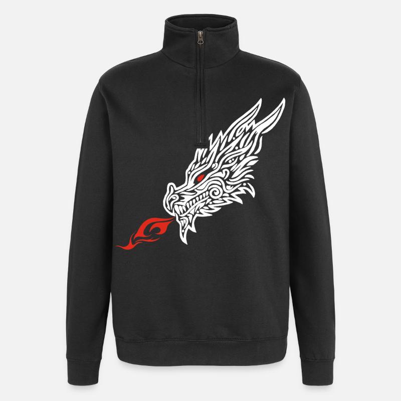 Le souffle du dragon - Sweat à zip 1/4 - noir