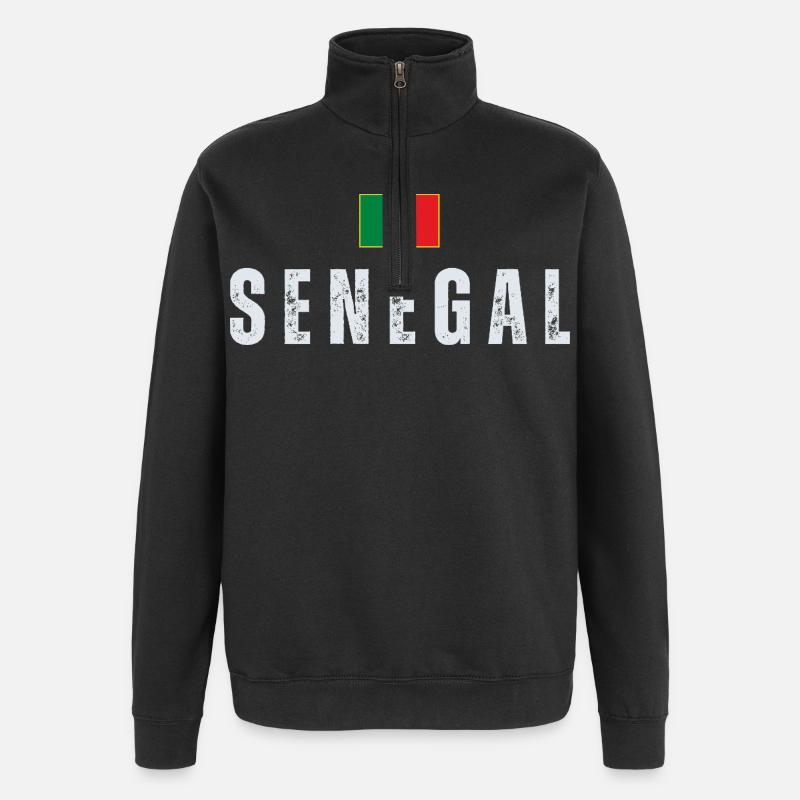 Drapeau sénégalais, fier Sénégalais - Sweat à zip 1/4 - noir